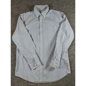 L.L.Bean Blue White Gingham Button Down Shirt Mens M Traditional Fit 100% Cotton